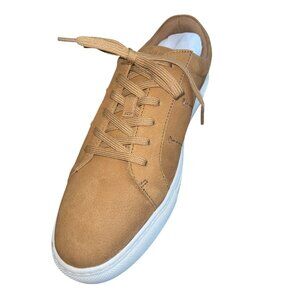 Banana Republic Mens Tumbled Leather Lace Up Sneakers Size 10 In Tan With White